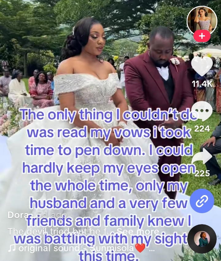 How I went blind just few hours to my wedding – Bride recounts 