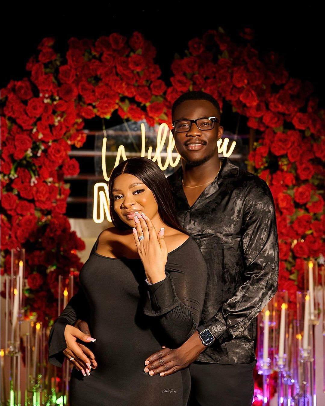 "E P@in Am"- Netizens react as Lord Lambo shares photos of himself & child with Queen Atang, hours after she announced her engagement to another man