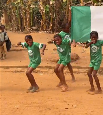 Video of kids performing sweet dance with Nigerian flag after victory over South Africa goes viral